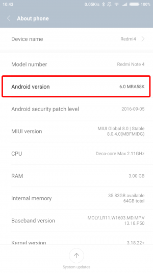 AndroidバージョンはAndroid 6.0